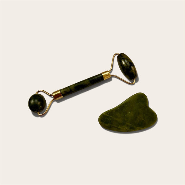 Rodillo Facial de Jade y Gua Sha